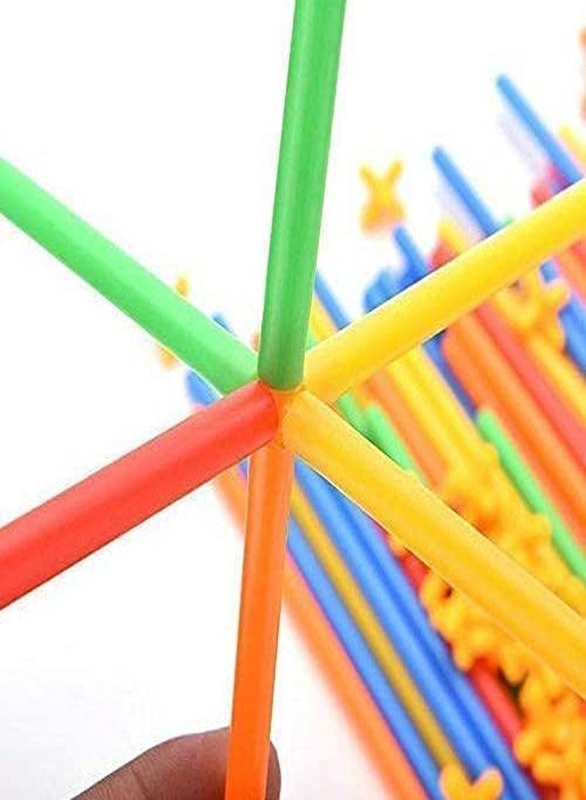PULSBERY Unbreakable Pipe Straw Stick Building Block Educational Assembly Toy for Kids (Multicolor, 90+ Piece) - Image 3
